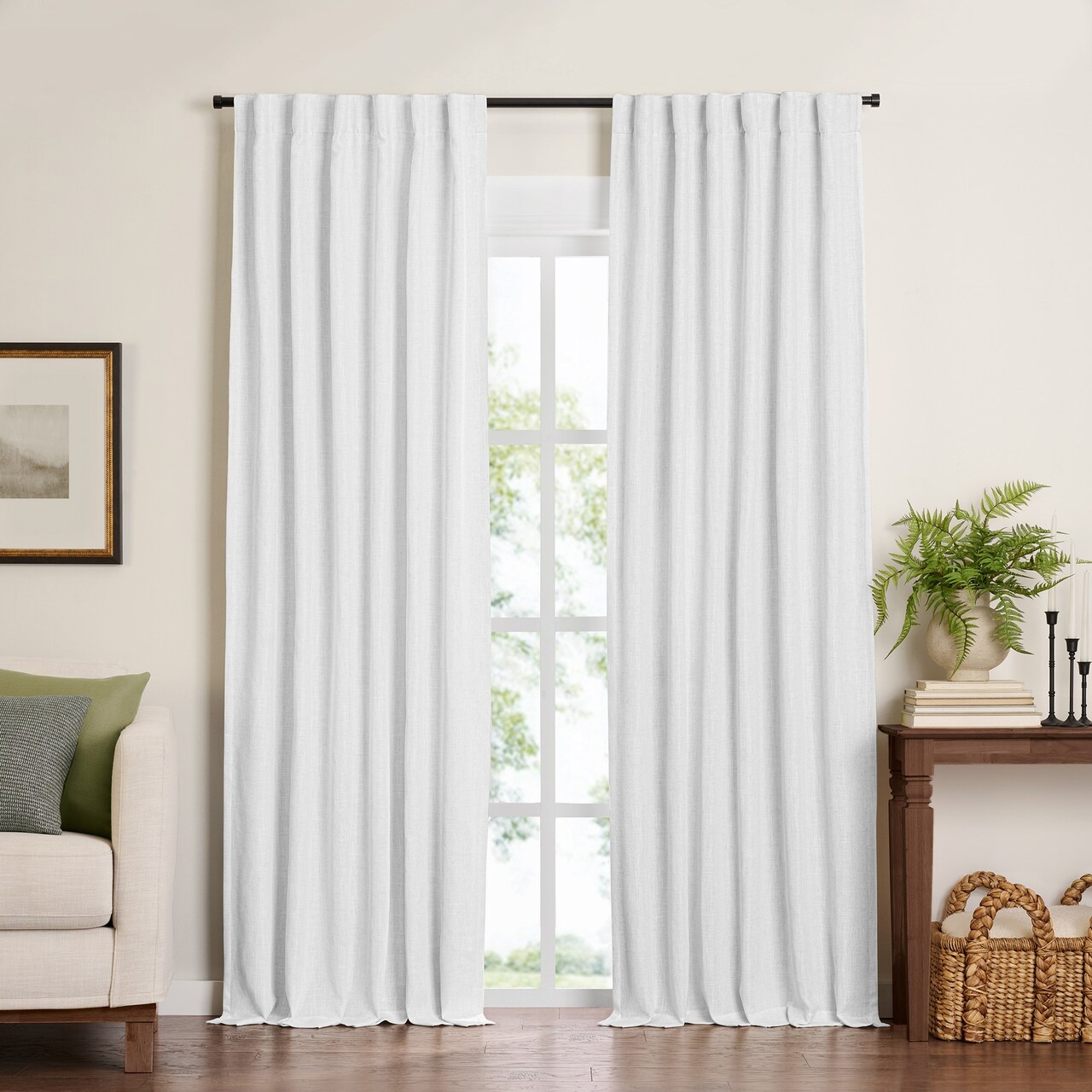 Threadmade Home Harrow Solid Texture Blackout Window Curtain Panel, White - 52"W x 84"L